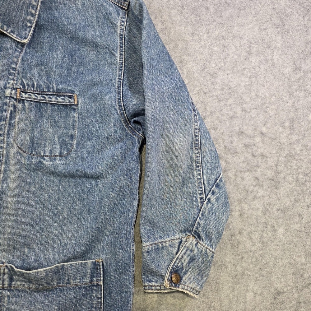 VTG Driver Jacket Mens Medium Blue Denim Chore Workwear Utility Snap Made USA - Picture 6 of 16